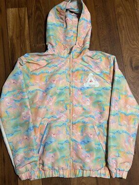 Adidas x Palace Windbreaker Jacket Size Large Rare Marble Full Zip Jacket